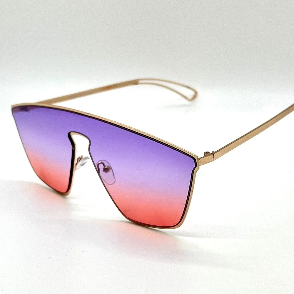 Shield Sunglasses Purple Pink Gradient Lens Fashion Visor Sunnies UV400 Protect